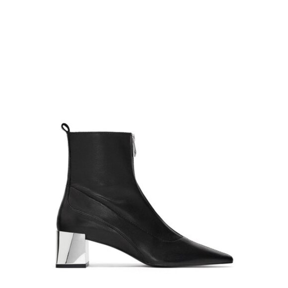 Zara Zip Up Leather Ankle Boots EUR 37 - Picture 3 of 13